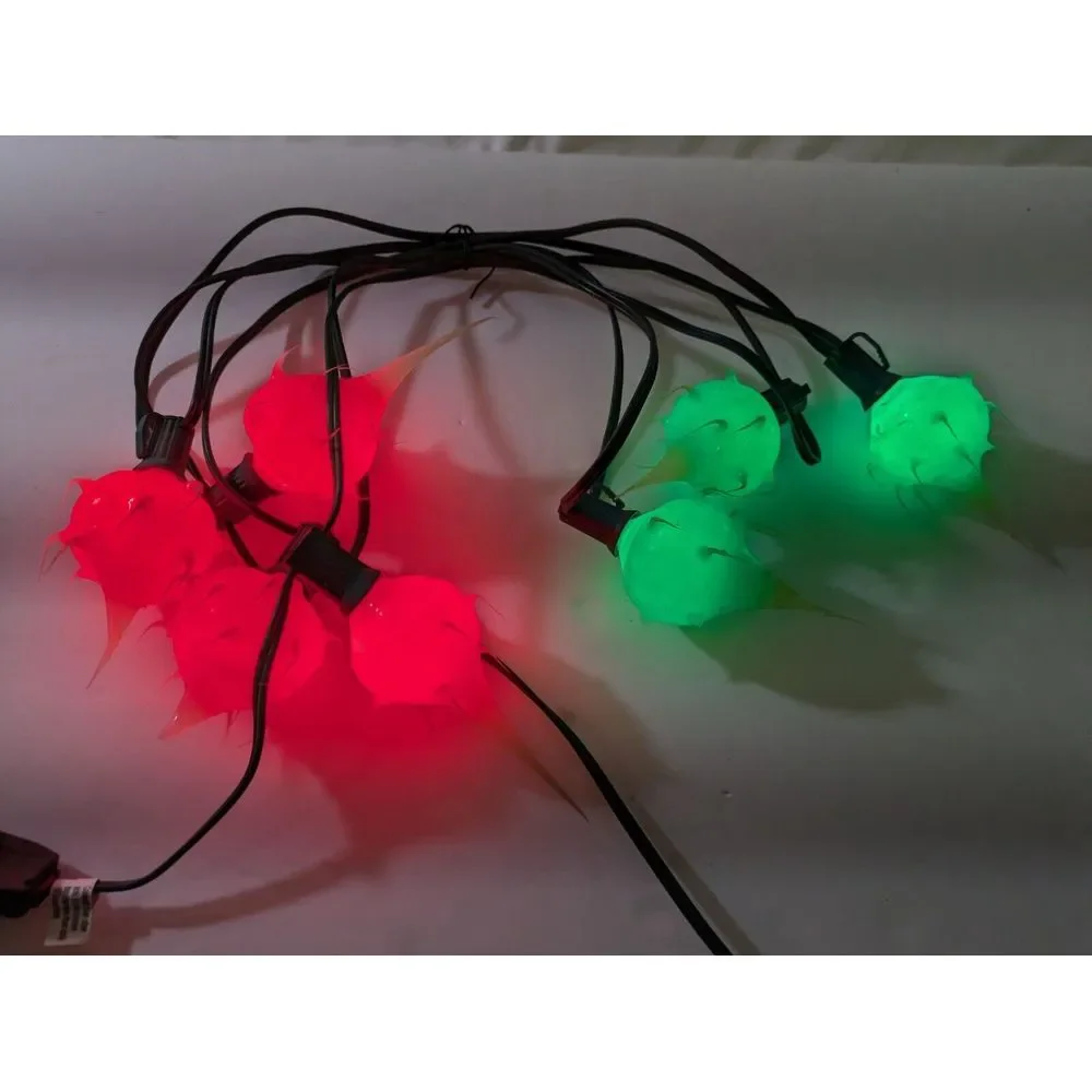 Vntage Crazy Glow 2 SET/7 Silicone Dip Christmas string Lights Red‎ Green Grinch